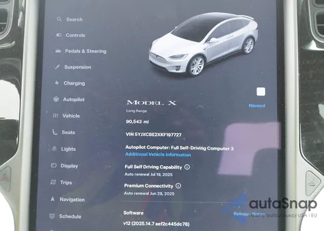 2019 Tesla Model X 100D/75D/Long Range from USA, damaged, VIN 5YJXCBE2XKF197727